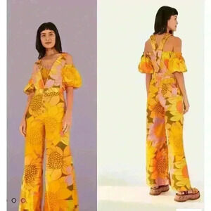 NWT Farm Rio Sarja Floral Jean Jumpsuit Size Medium
